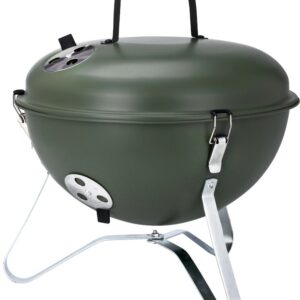 PROGARDEN Přenosný gril na dřevěné uhlí s víkem 37 cm army zelená KO-C83000410