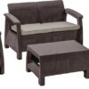 Keter Zahradní nábytek Keter Corfu set dvousedačka + dvě křesla + stůl hnědý KT-610398