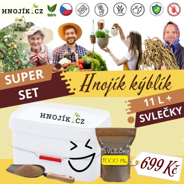 HNOJÍK Organické hnojivo 11L / 3,85 kg  + 1L svleček 50%