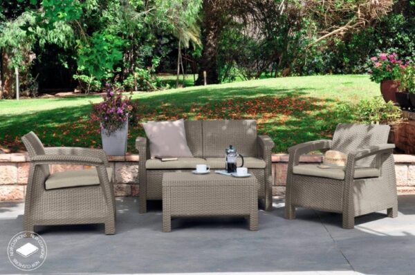 Keter Zahradní nábytek Keter Corfu set dvousedačka + dvě křesla + stůl cappuccino KT-610351 - Image 2