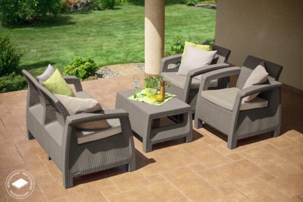 Keter Zahradní nábytek Keter Corfu set dvousedačka + dvě křesla + stůl cappuccino KT-610351 - Image 3