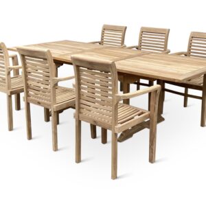 Faisal I. hranatý zahradní nábytek teak set 1+6