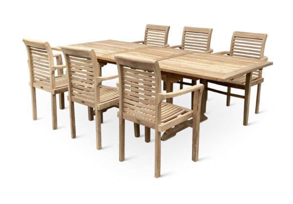 Faisal I. hranatý zahradní nábytek teak set 1+6