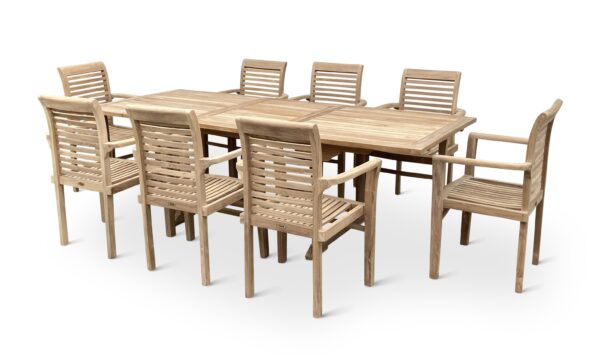 Faisal I. hranatý zahradní nábytek teak set 1+8