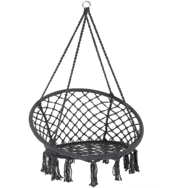 Závěsné křeslo s třásněmi Ø61cm - šedé