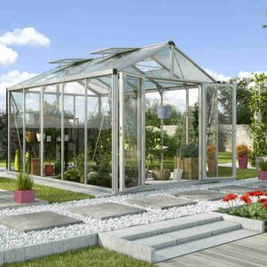 skleník VITAVIA ZEUS COMFORT 10000 sklo 3 mm + PC 10 mm stříbrný LG3712