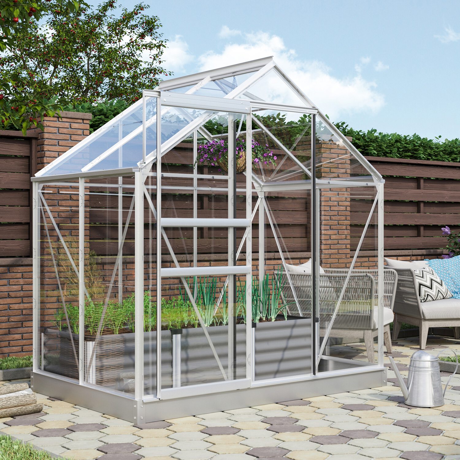 Skleník ze skla VITAVIA VENUS 2500, čiré sklo 3 mm, stříbrný LG1025 - Obrázek 2