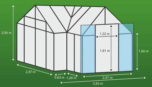 Skleník ze skla VITAVIA SIRIUS, čiré sklo 3 mm, zelený LG1206 - Image 3