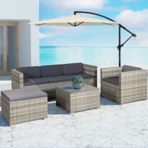 Zahradní ratanový set Punta Cana L - šedý/antracit podušky