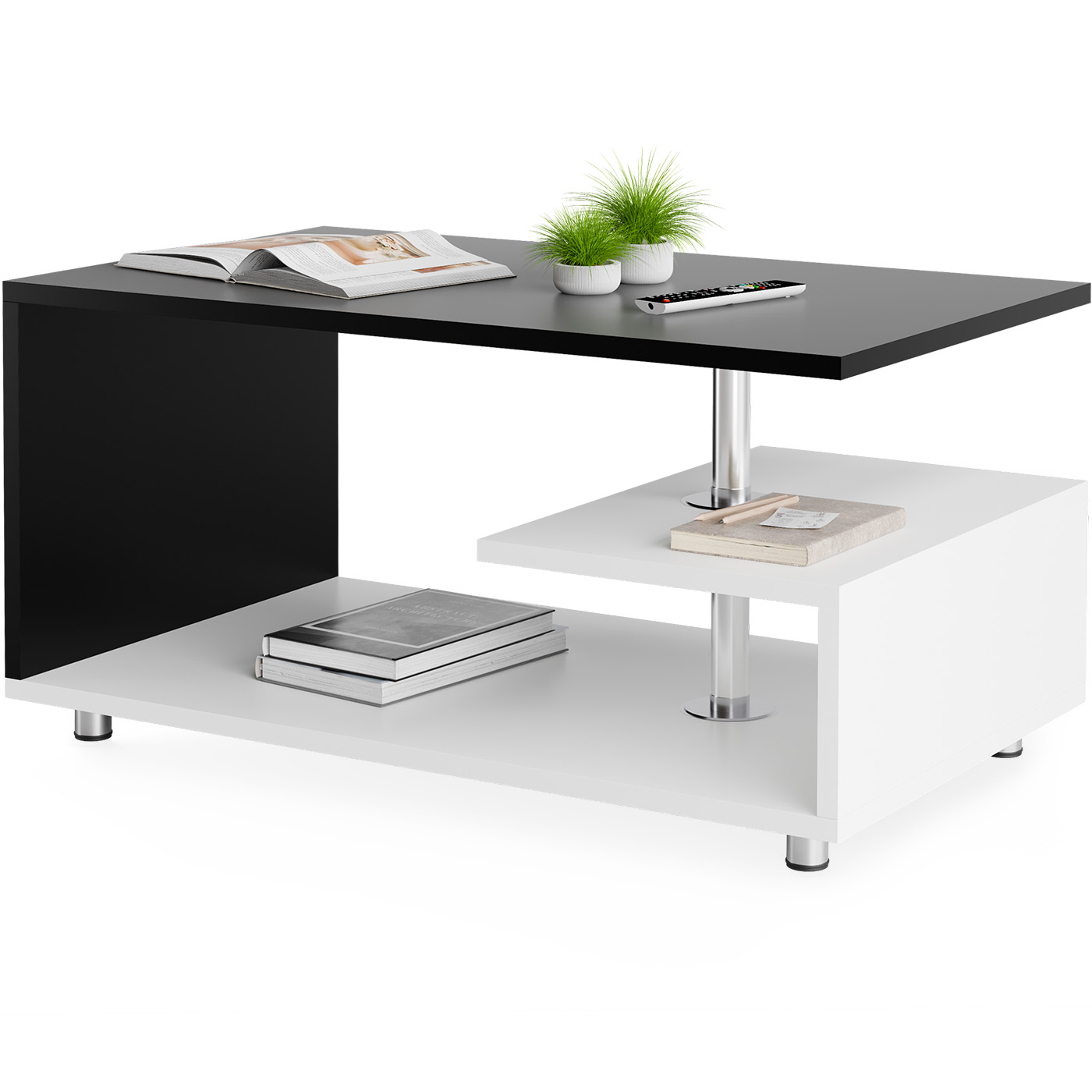 Konferenční stolek Orlando 95x55x50 cm - bílá/černá