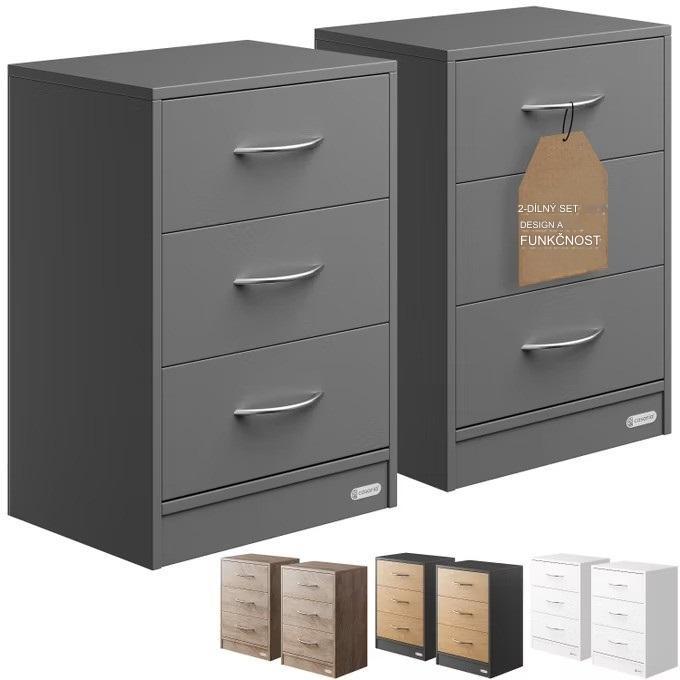 Sada 2 ks nočních stolků Eloise 54x39x28 cm - antracit