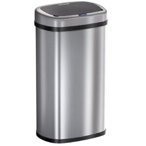 Bezdotykový hranatý odpadkový koš s USB 50 L - stříbrný