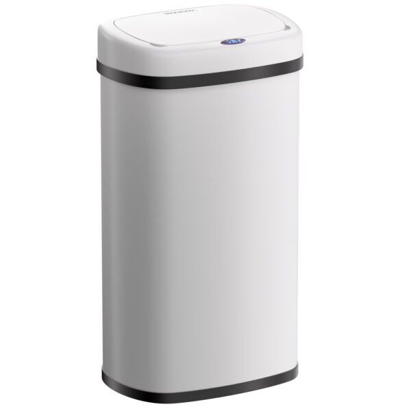 Bezdotykový hranatý odpadkový koš s USB 50 L - bílý