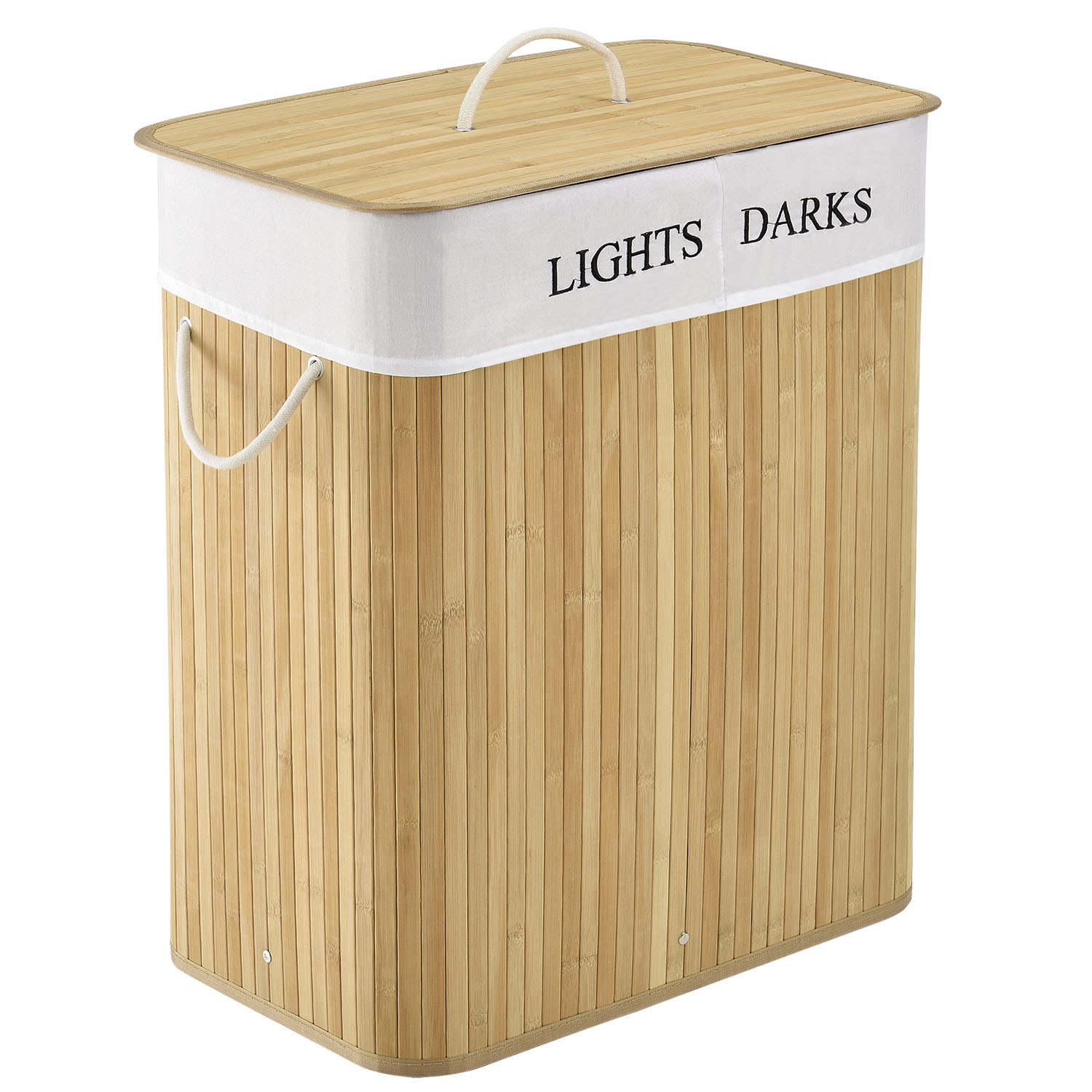Bambusový koš na prádlo Curly 100 litrů, přírodní