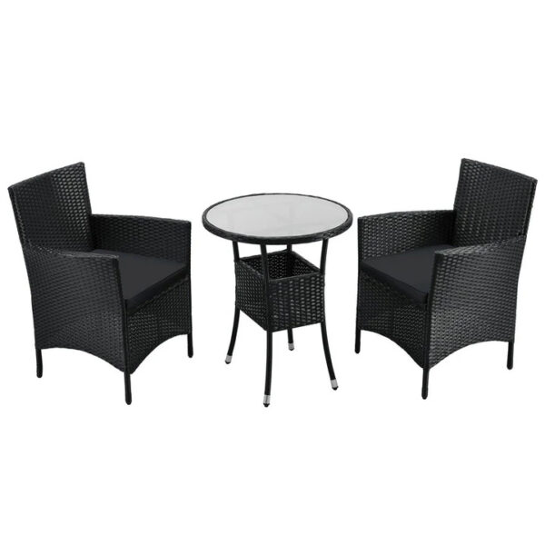 Balkónový set Bayamo - černý + šedé podušky