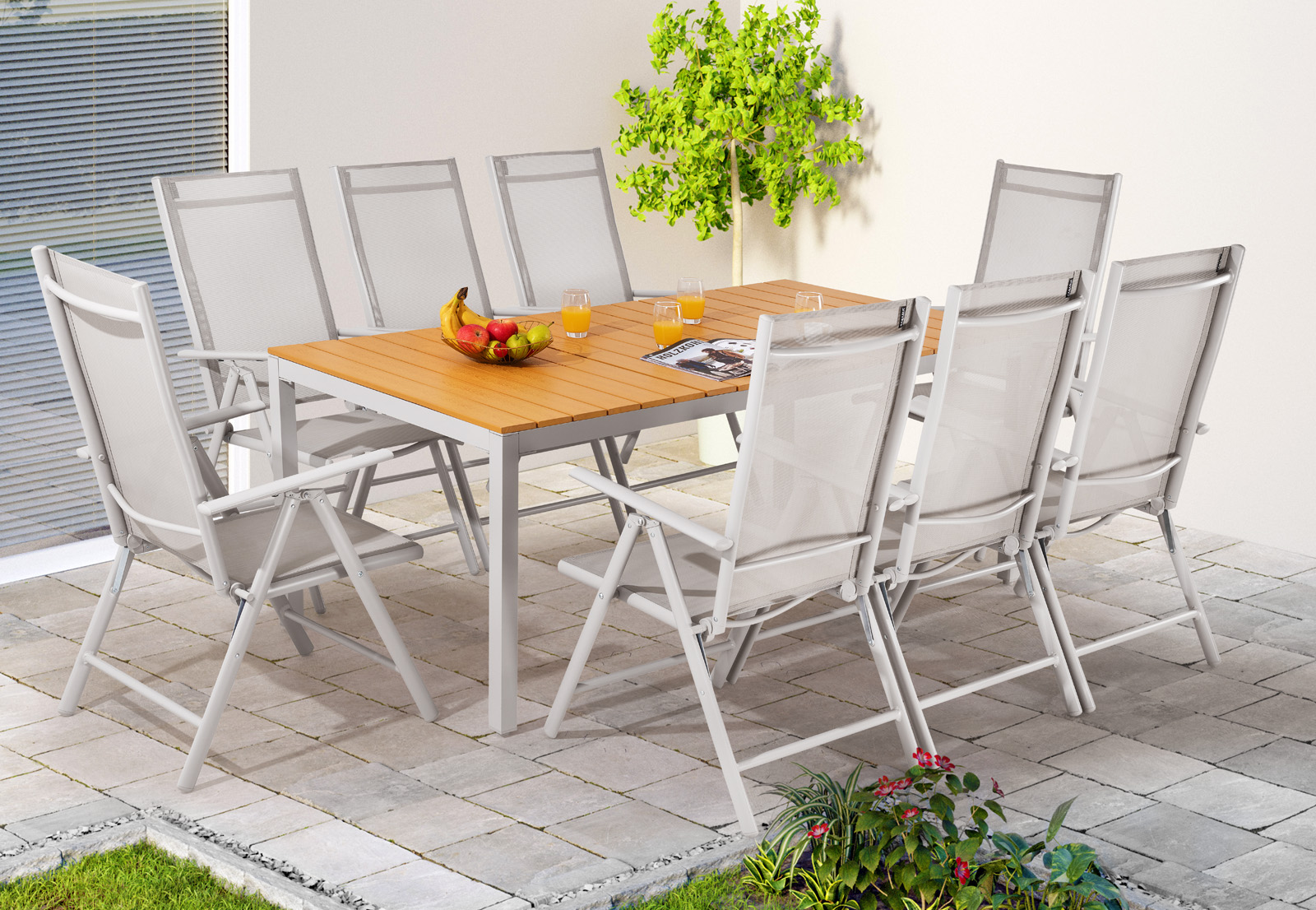 Zahradní hliníková sestava Bern 1+8 - šedá