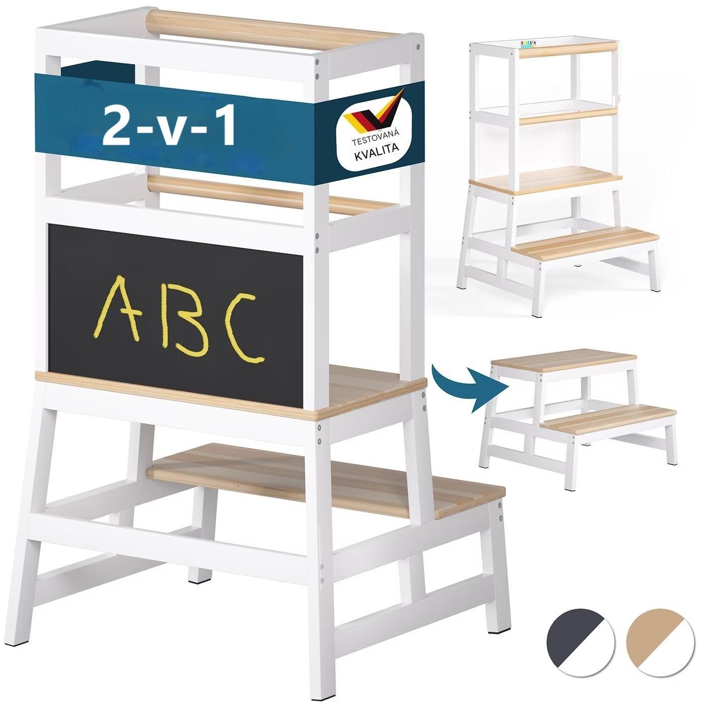 Dětská učící věž Barn 93x51x50 cm - přírodní