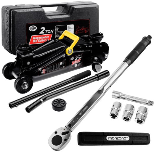 Pojízdný hydraulický zvedák 2t + momentový klíč