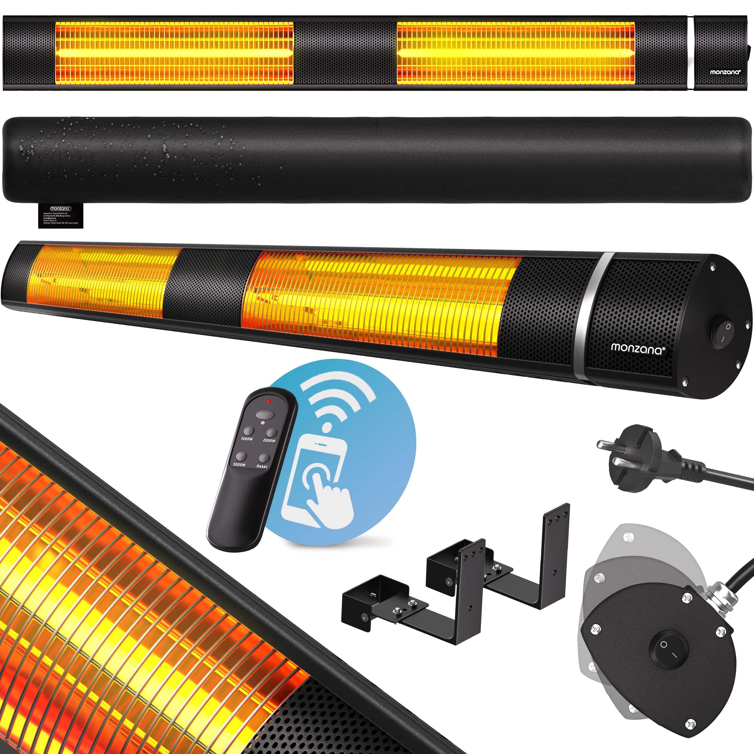 Sálavý ohřívač 3000 W - černý