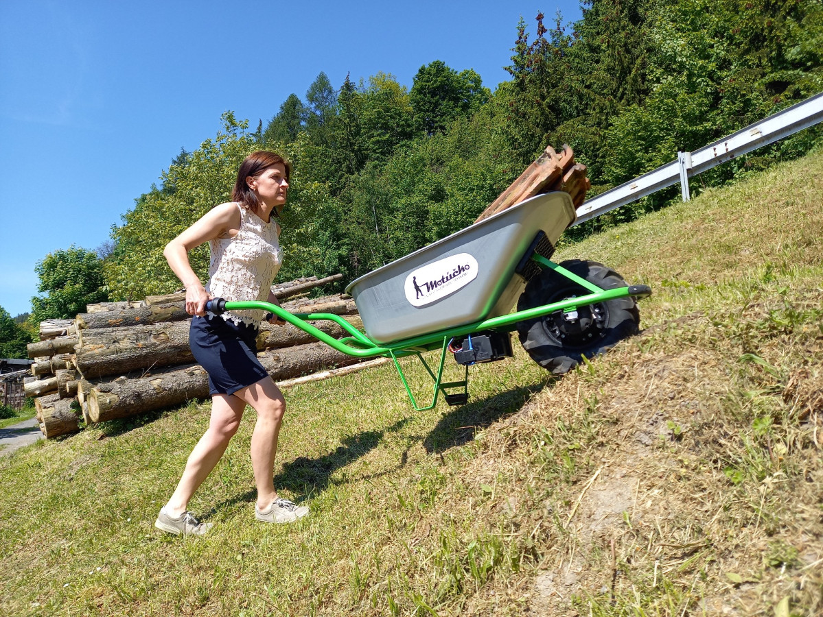 Motúčko STANDARD KLASIK - elektrické kolečko Pozinkovaná korba 100 l Skládací rám Lamelová 16 cm - Obrázek 2