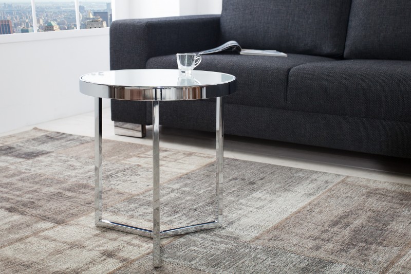 Odkládací stolek Art Deco 50cm chrom bílá