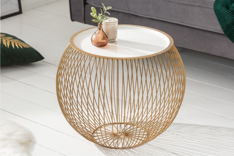 Konferenční stolek Storage II 51cm zlatý bílý