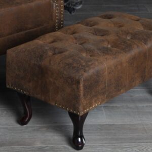 Taburet Chesterfield hnědý starožitný vzhled