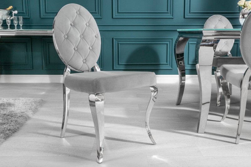 Luxusní židle Modern Barock samet šedá