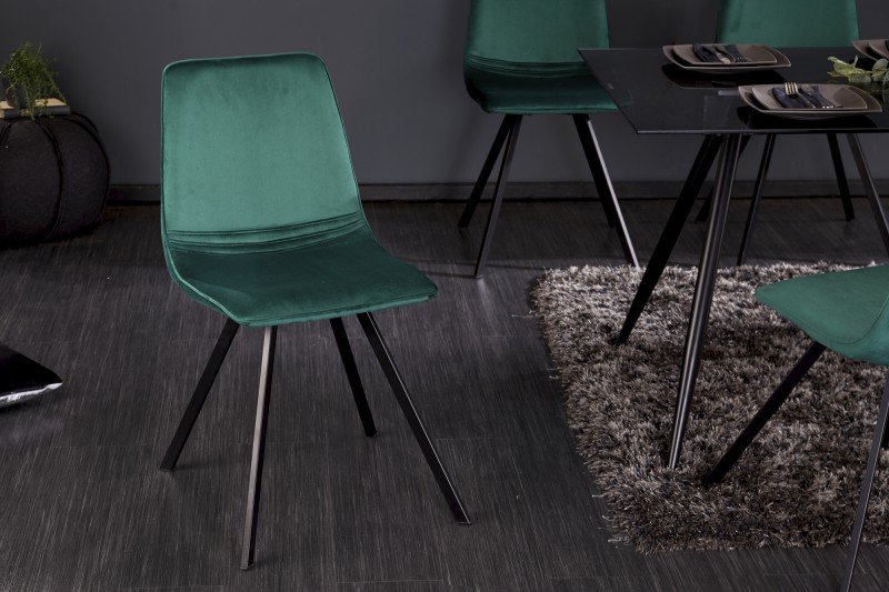 Designová židle Amsterdam samet smaragdově zelená