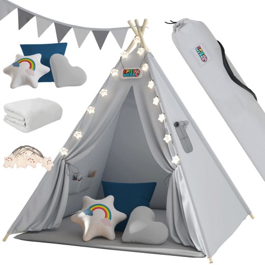 Dětský stan Teepee 160x130x130cm - šedý