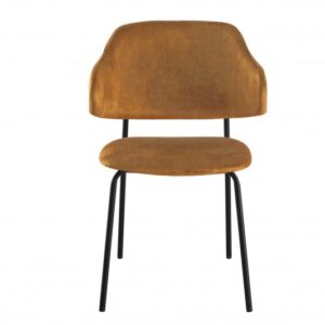 Designová židle Tracy samet hořčicově žlutá, černý rám