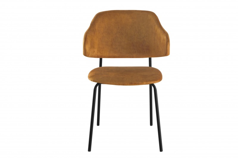 Designová židle Tracy samet hořčicově žlutá, černý rám